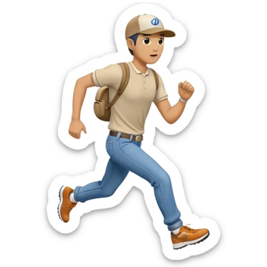 Man in plane clothes running after hyundai ionic sticker