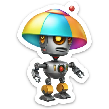 robot with a cute spinny hat, propeller hat/cap sticker