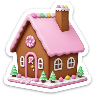 Minimalis Gingerbread house pink sticker