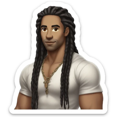 elegant light-skinned dark dreadlocks beauty portrait bodybuilding  sticker