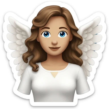 Beautiful brown-haired woman with blue eyes as an angel. sticker