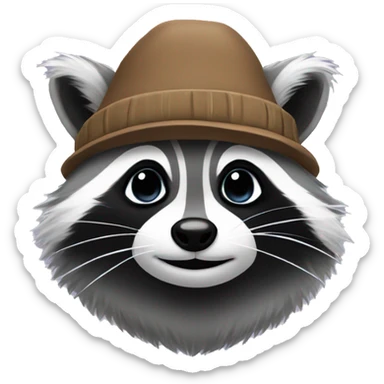 raccoon with a fluffy hat sticker