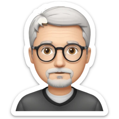 homme blanc cheveux gris court lunettes rondes noir et petite barbe  sticker