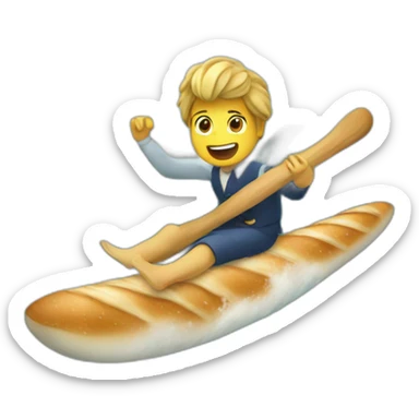 French baguette riding a wave sticker