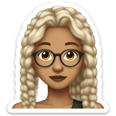 lightskin girl clean girl aesthetic with turtoise glasses and nose ring sticker