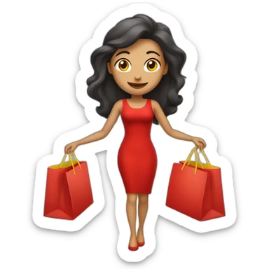 mujer con pelo ondulado rojo yendo de compras sticker