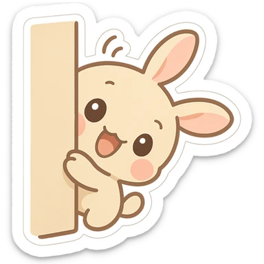 Yeep from Yeeps Hide and Seek, peeking from behind an object, playful expression, simple shapes, minimal background sticker