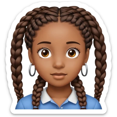 black teen girl with braids sticker