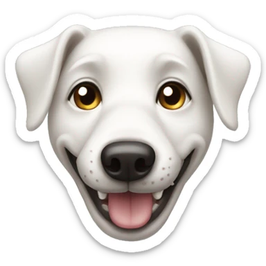 skinny smiling white dog head sticker