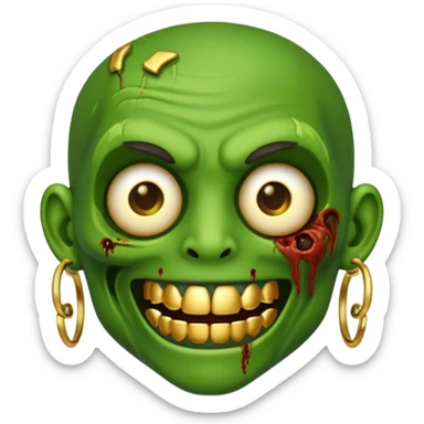 Create a zombie emoji with grillz and earring sticker