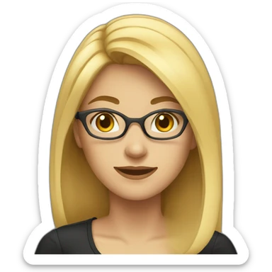 woman it developer, medium blonde hair, no glasses, black outfit sticker