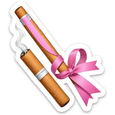 Un cigarrillo con un moño rosada sticker