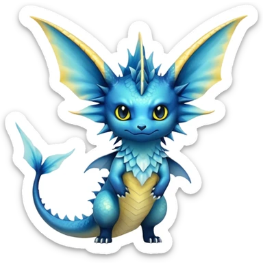  Cool Edgy blue-yellow-black-gradient ethereal badass Vaporeon-Vernid-Trico-animal-creature full body  sticker