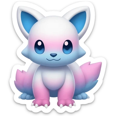 Cute cool edgy kawaii pink-white-blue-gradient fakemon-creature sticker