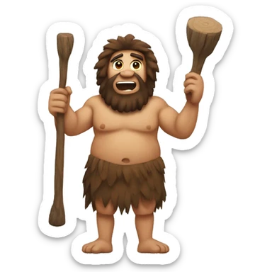 caveman with wooden wheels sticker