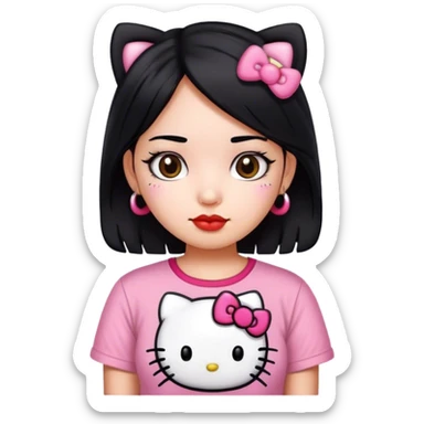 hello kitty girl black hair mexican sticker