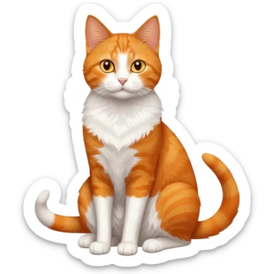 full body orange domestic shorthair slim cat with yellow/orange eyes with a white triangle on his nose sticker
