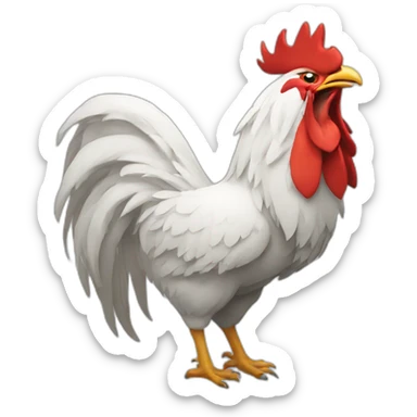 howling rooster with a crown on its head sticker