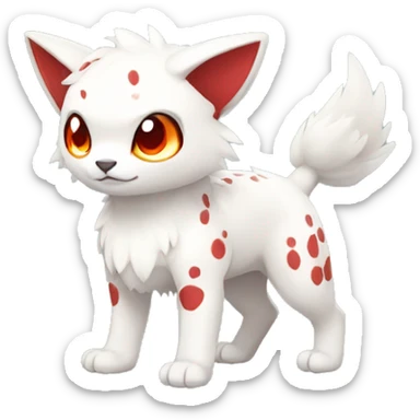 Cute cool white red animal hybrid Fakemon full body sticker