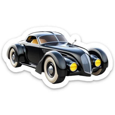  the animated series Venom aerodynamic futuristic Batmobile loosely based on 1936 cord 812 (flat long straight faceted mechanical body) stealthy town hot rod  sticker