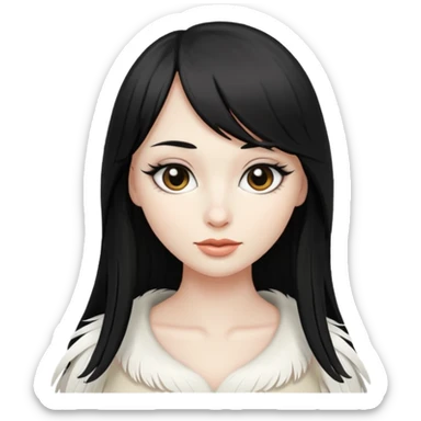 goose with long black hair and swoop bangs sticker