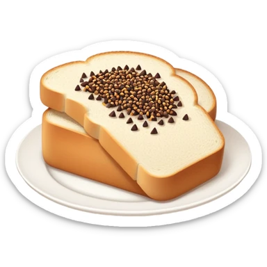 Slice of white bread on a white plate with chocolate sprinkles on top sticker