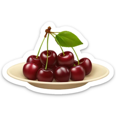 beige plate with cherries in it sticker