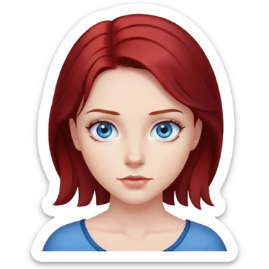 Dark Red hair girl, blue eyes sticker