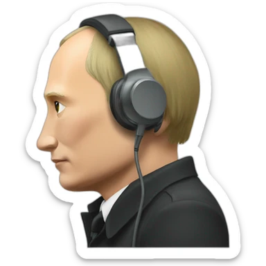 Vladimir Putin with hadphone sticker