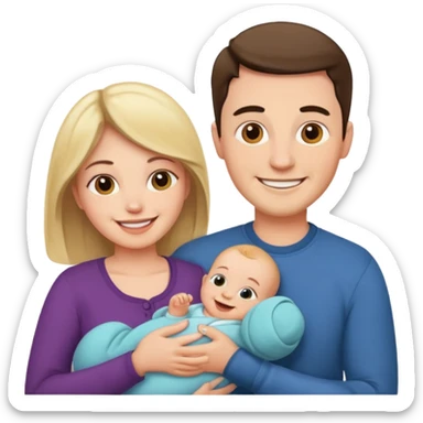 husband wife baby sticker