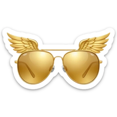fancy gold  sunglasses with wings sticker