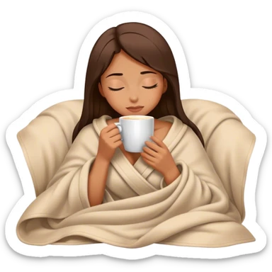 girl inside a blanket sipping coffee eyes closed sticker