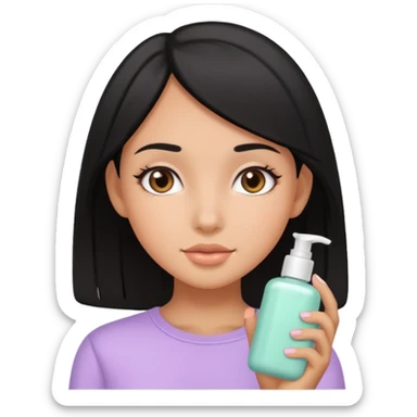 tan girl black hair cute pastel colors skin care sticker