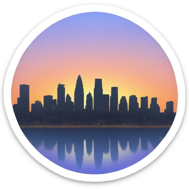 City skyline with sunset  sticker
