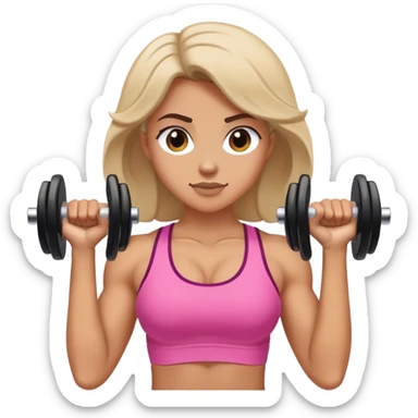 Female doing bicep curls at the gym sticker