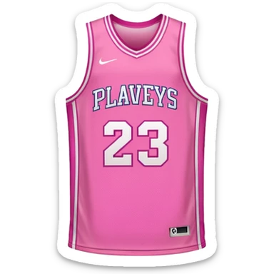 pink basketball jersey with the text PLAVLEYS 23 and a pattern sticker