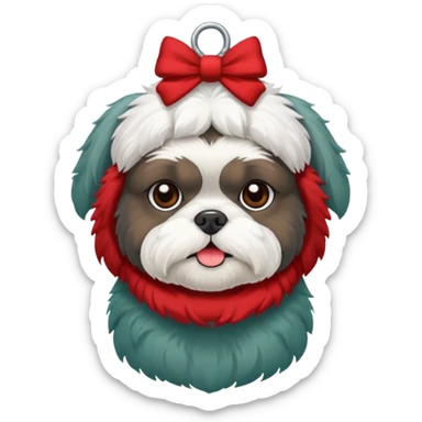 Small all OVER dark grey shih tzu CHRISTMAS sticker