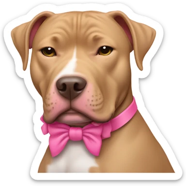 Tan pitbull sleeping pink bow collar sticker