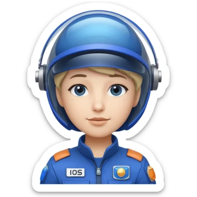 Blue-visor space mechanic sticker
