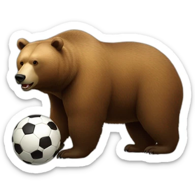 animal big fat bear soccer player sticker