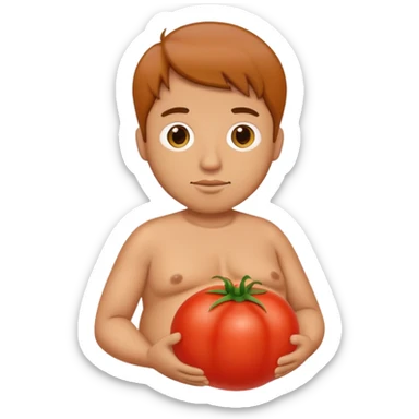 pregnant man with tomato belly sticker