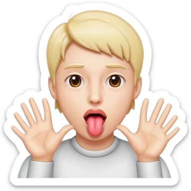 tounge sticking out with hands on the side sticker