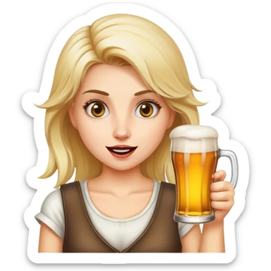crazy girl with beer in hand sticker