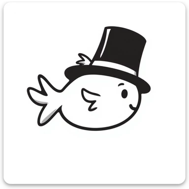 a fish wearing a hat, hand drawn doodle style sticker