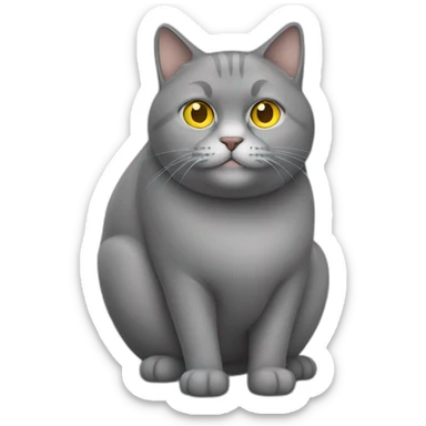 Fat cat grey with yellow eyes sticker
