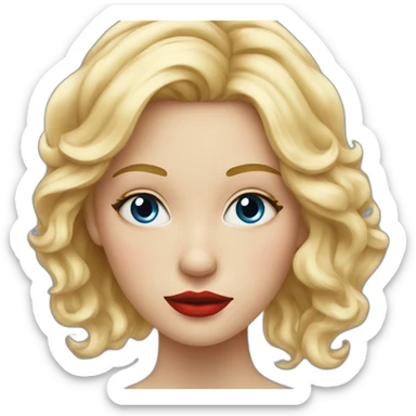 fille blonde aux yeux bleus avec du rouge à lèvres rouge sticker