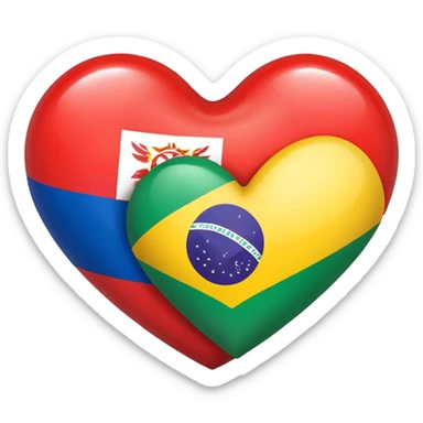 a heart with two flags inside: Brazil and Russia sticker