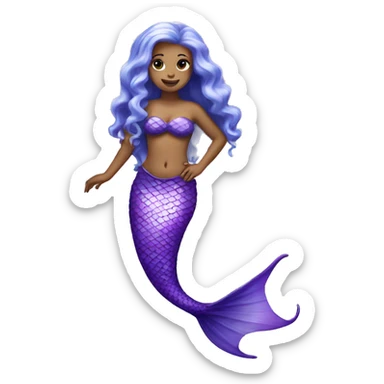 purple mermaid with light skin and tail sticker