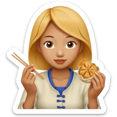 dumpling eat ginger woman sticker