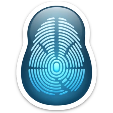 3D render of Fingerprint, forensic investigation aesthetic, sterile clinical lighting, cool blue undertones, sharp high-contrast details, professional clean look, Apple emoji style, isolated on white background --v 6.0 sticker